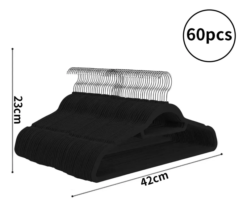 SET DE 60 PERCHAS DE TERCIOPELO PARA ROPA SECA Y HUMEDA CON DISEÑO ANTIDESLIZ - 2