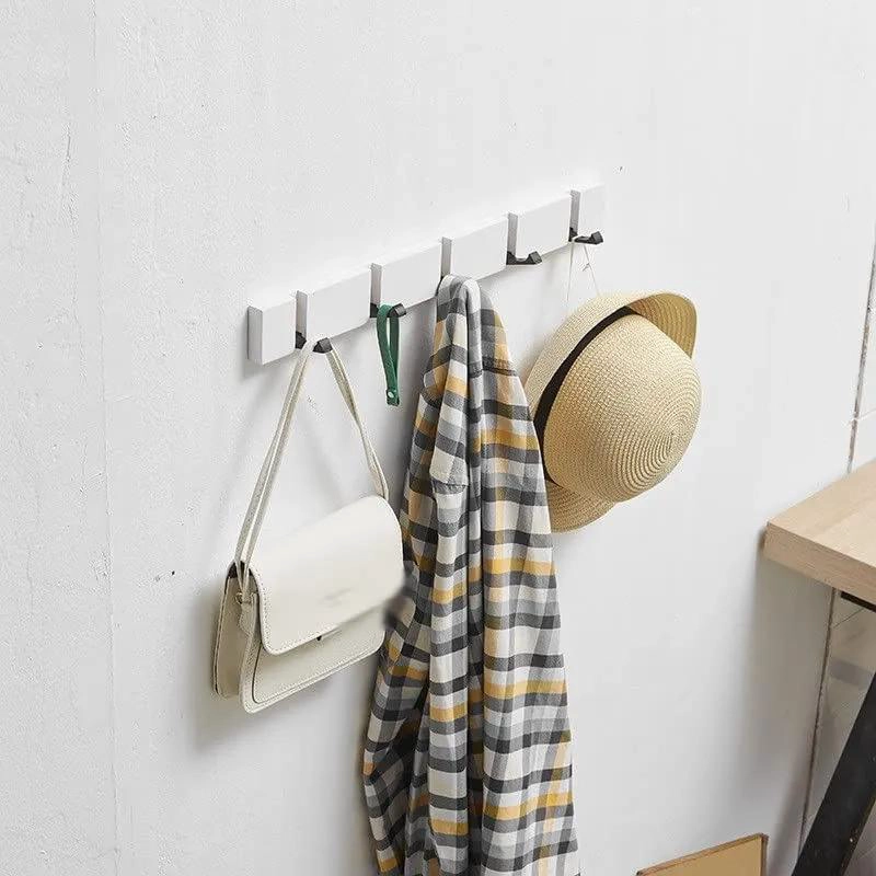 PERCHERO DE PARED EN MADERA CON 5 GANCHOS PARA COLGAR PRENDAS - 2