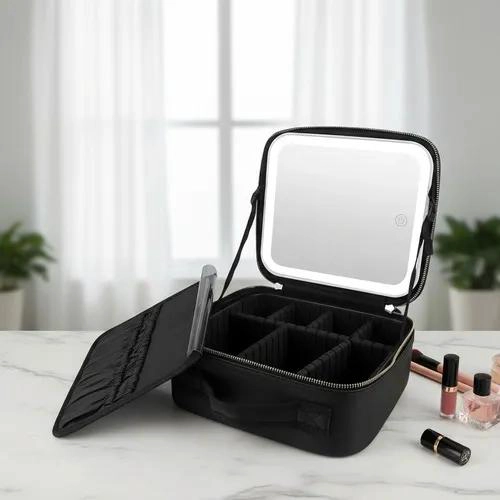 BOLSO DE MAQUILLAJE CON ESPEJO LED Y COMPARTIMENTOS - 1