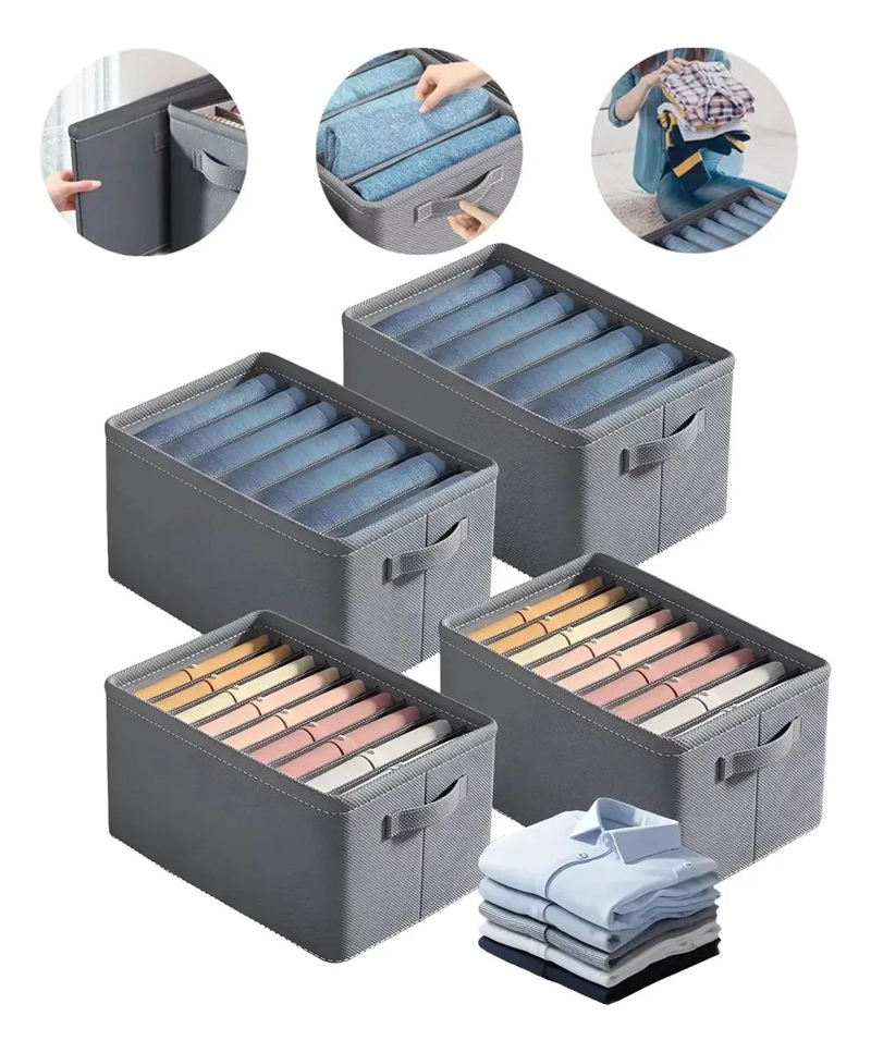JUEGO DE 4 ORGANIZADORES PARA ROPA CON 7 COMPARTIMENTOS CUADRADOS - 1