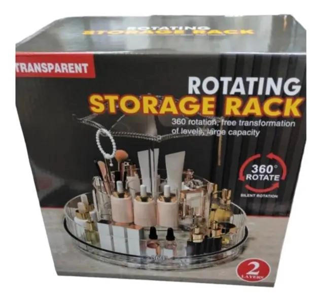 ORGANIZADOR GIRATORIO ACRILICO PARA COSME TICOS CON 2 NIVELES Y ROTACION 360° - 3