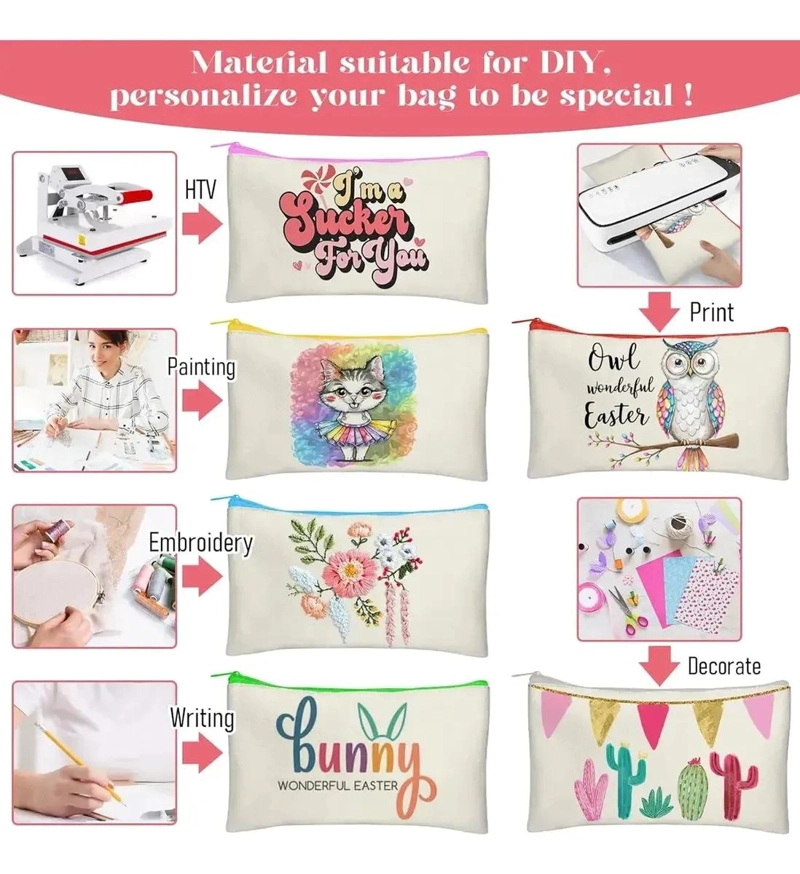 ESTUCHE COSMETIQUERO DE ALGODON CON DISEÑO PERSONALIZADO PARA 20 UNIDADES - 5