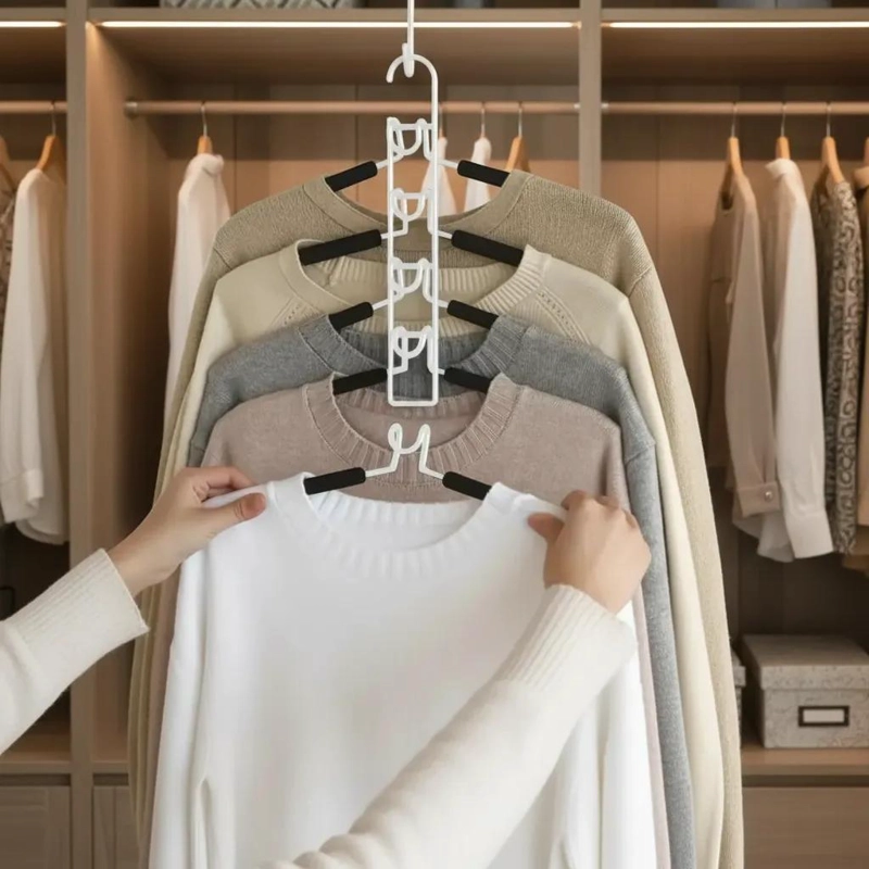 GANCHO COLGADOR PARA ROPA CON ORGANIZADOR MULTIPLE Y AHORRO DE ESPACIO - 1