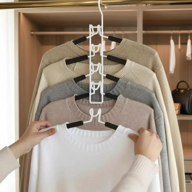 GANCHO COLGADOR PARA ROPA CON ORGANIZADOR MULTIPLE Y AHORRO DE ESPACIO - 2