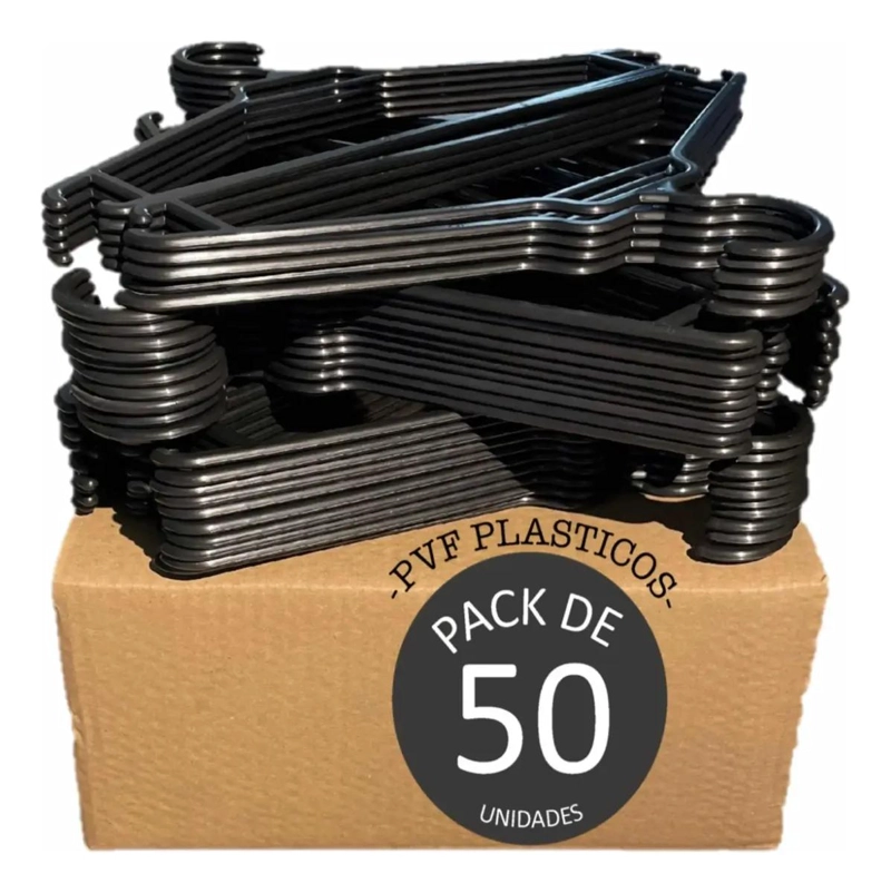SET DE 50 COLGADORES DE ROPA DE PLASTICO NEGRO RESISTENTES Y DURADEROS - 4