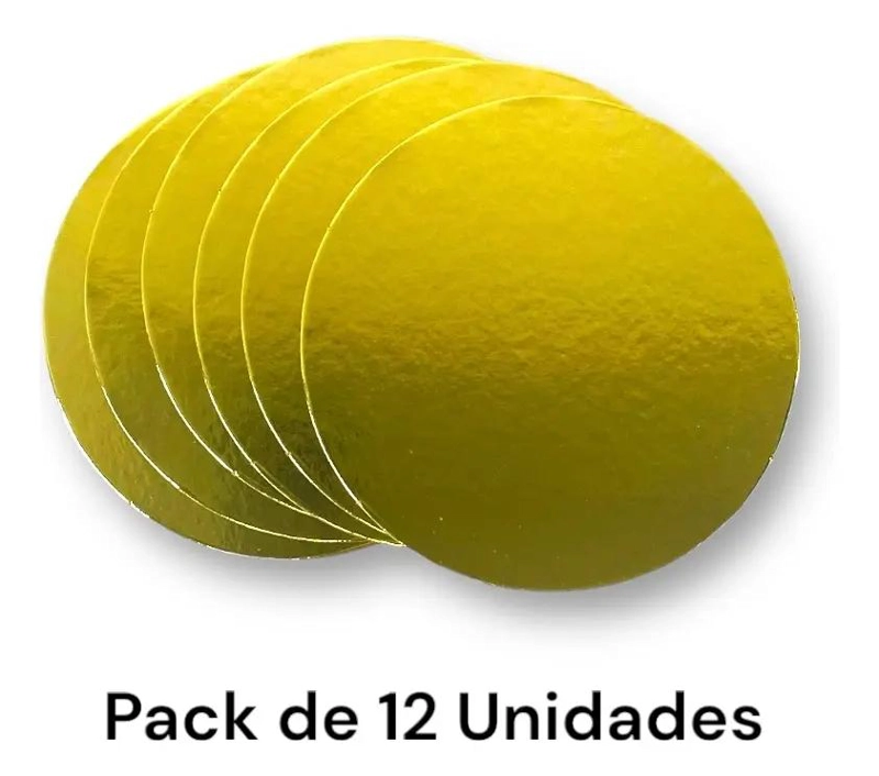 SET DE 12 BASES REDONDAS DORADAS PARA TORTA DE 35 CM - 3