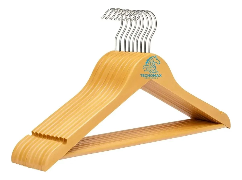 PACK DE 10 COLGADORES DE MADERA PARA ROPA DE BEBE  RESISTENTES Y SEGUROS - 1