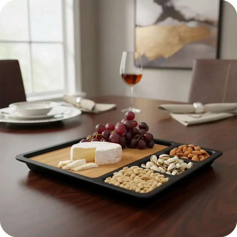 BANDEJA CERAMICA PARA APERITIVOS Y PICADAS CON DISEÑO WAYU - 2