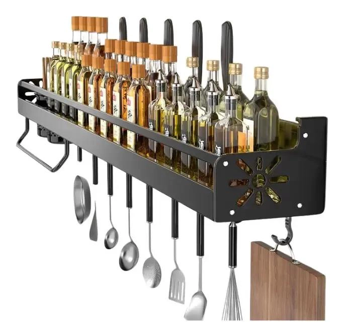 SOPORTE DE PARED NEGRO PARA UTENSILIOS DE COCINA MULTIUSO RESISTENTE - 1