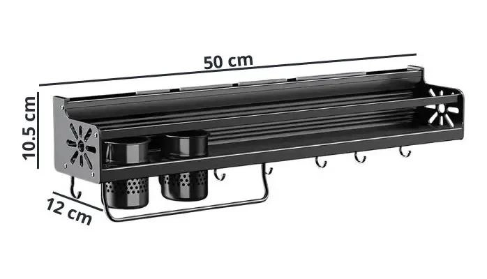 SOPORTE DE PARED NEGRO PARA UTENSILIOS DE COCINA MULTIUSO RESISTENTE - 2