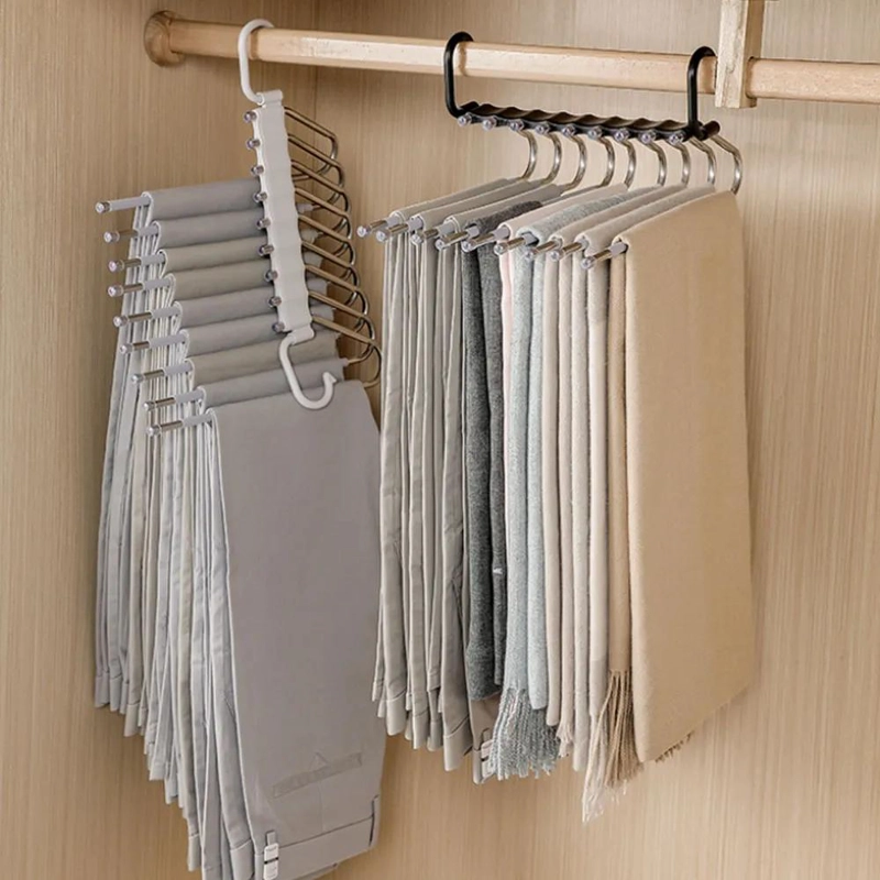 COLGADOR PLEGABLE MULTIFUNCIONAL PARA PANTALONES CON 9 POSICIONES - 1