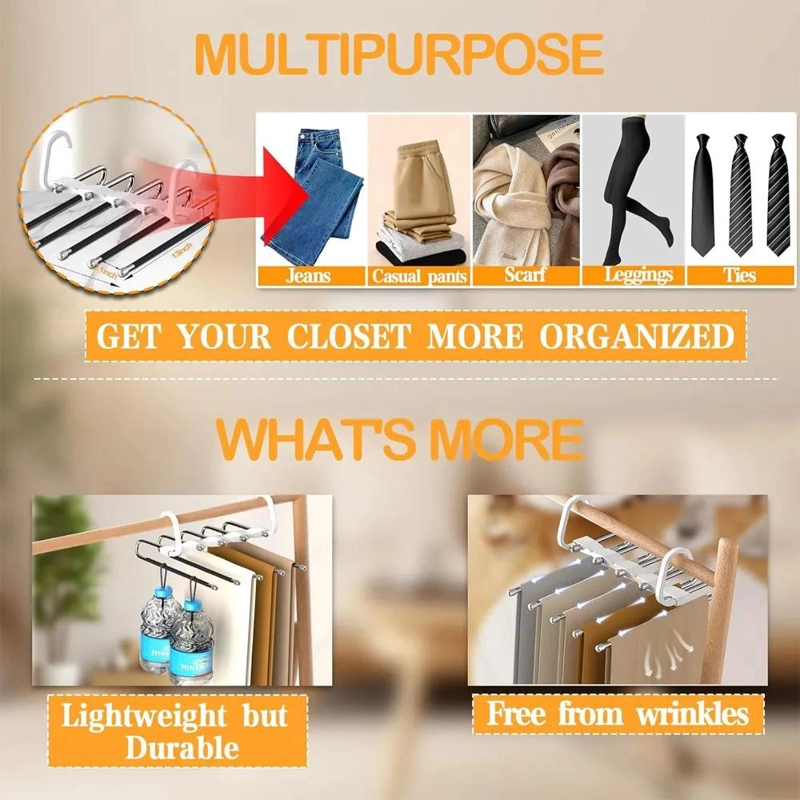 COLGADOR PLEGABLE MULTIFUNCIONAL PARA PANTALONES CON 9 POSICIONES - 3
