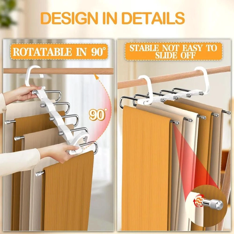 COLGADOR PLEGABLE MULTIFUNCIONAL PARA PANTALONES CON 9 POSICIONES - 4