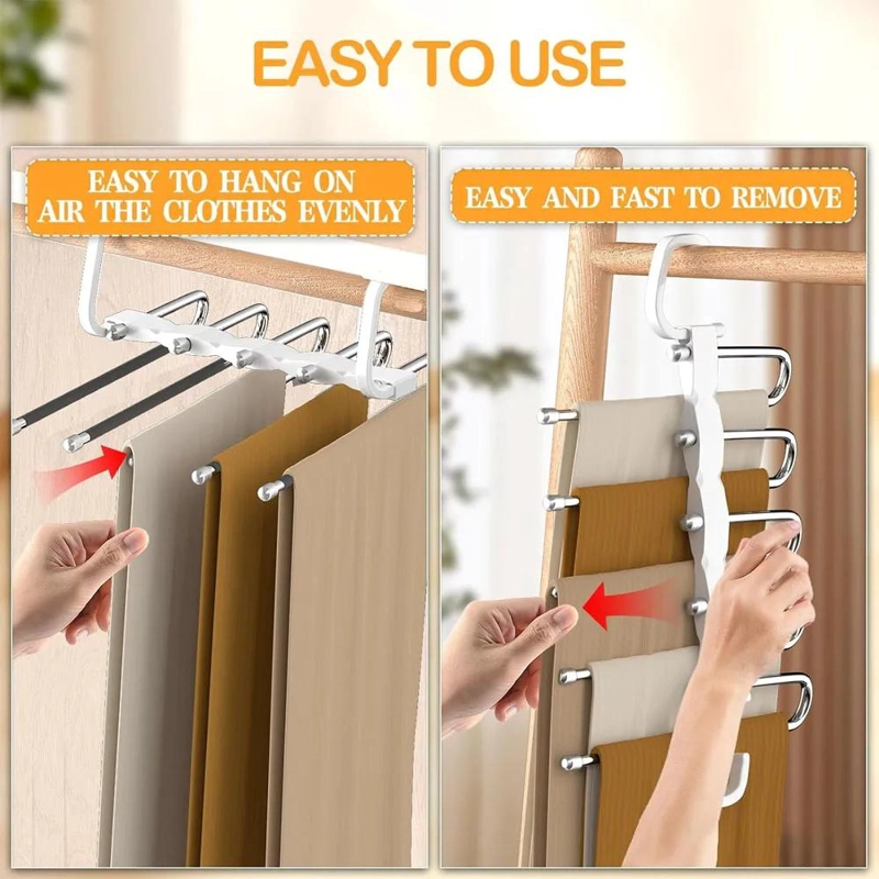 COLGADOR PLEGABLE MULTIFUNCIONAL PARA PANTALONES CON 9 POSICIONES - 5