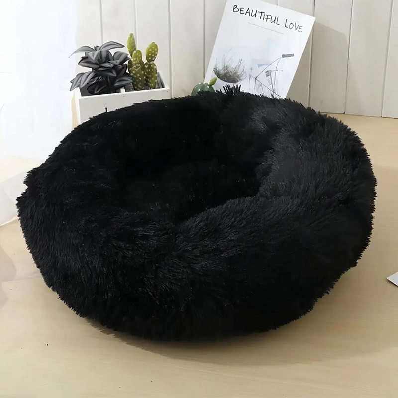 CAMA PARA PERRO PEQUEÑO CON FELPA ANTIESTRE S COLOR NEGRO COMODA - 2