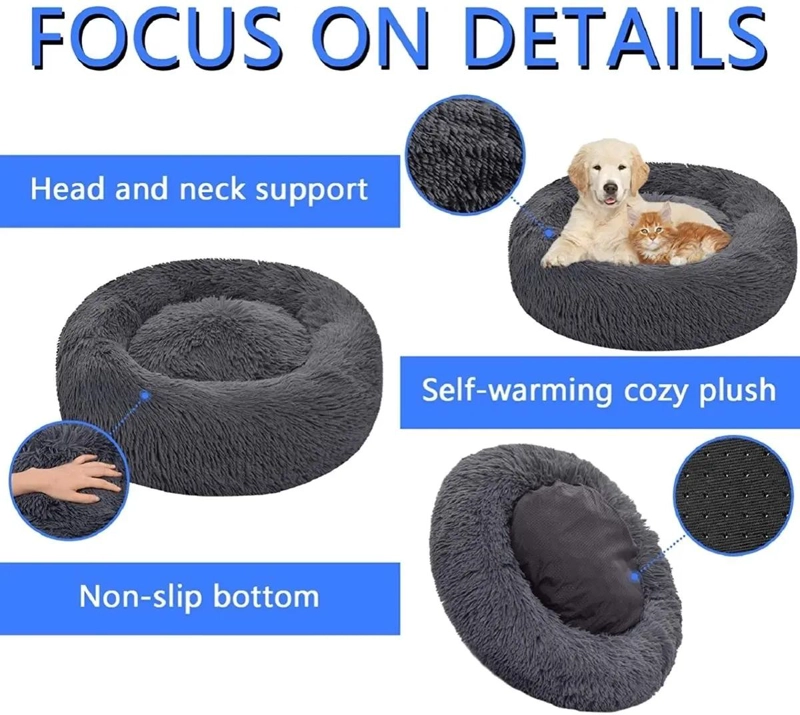 CAMA PARA PERRO PEQUEÑO CON FELPA ANTIESTRE S COLOR NEGRO COMODA - 4