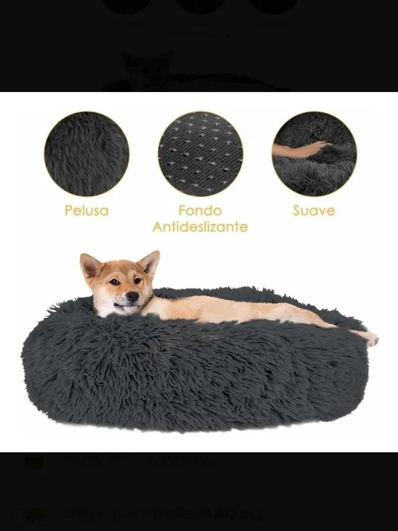 CAMA PARA PERRO PEQUEÑO CON FELPA ANTIESTRE S COLOR NEGRO COMODA - 5