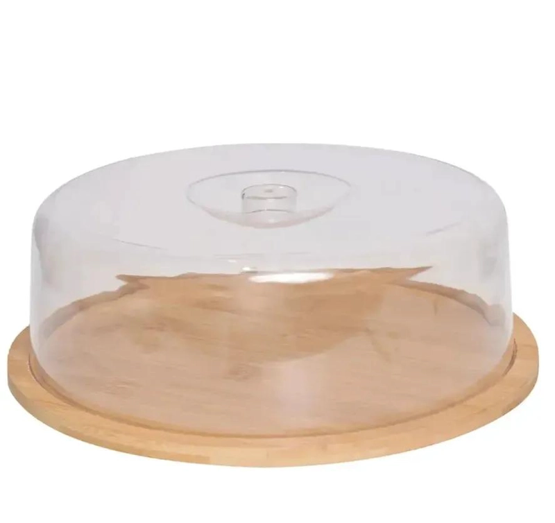 BASE PARA TORTAS DE BAMBU CON TAPA ACRILICA Y ALZADOR - 1