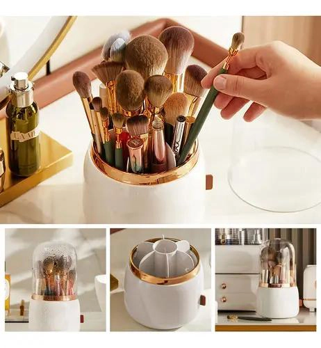 ORGANIZADOR PARA BROCHAS DE MAQUILLAJE CON TAPA Y COMPARTIMENTOS - 2