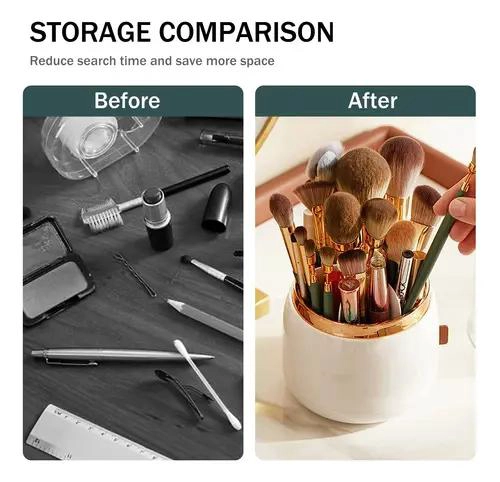 ORGANIZADOR PARA BROCHAS DE MAQUILLAJE CON TAPA Y COMPARTIMENTOS - 3