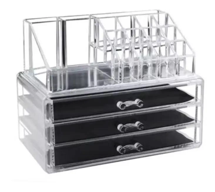 ORGANIZADOR ACRILICO TRANSPARENTE PARA COSME TICOS Y JOYAS CON COMPARTIMENTOS - 1