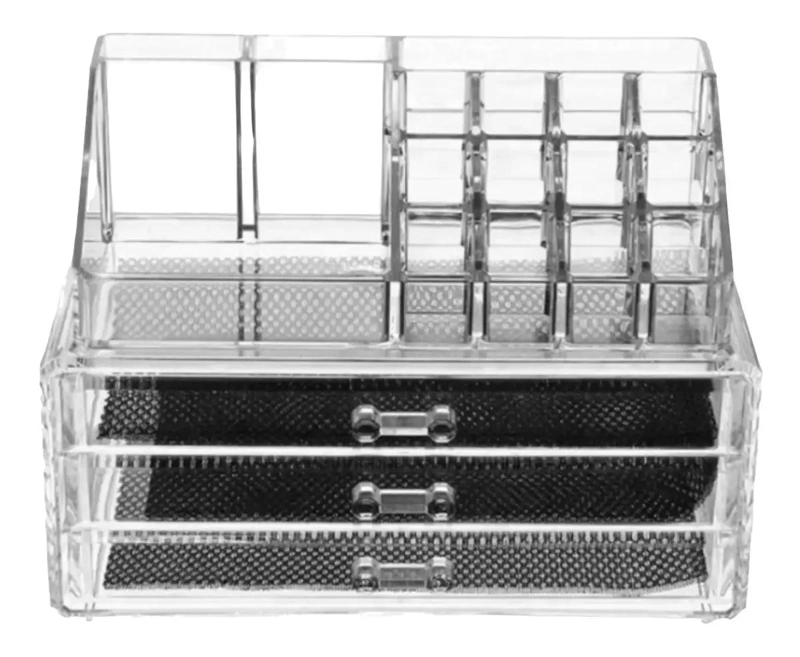 ORGANIZADOR ACRILICO TRANSPARENTE PARA COSME TICOS Y JOYAS CON COMPARTIMENTOS - 2