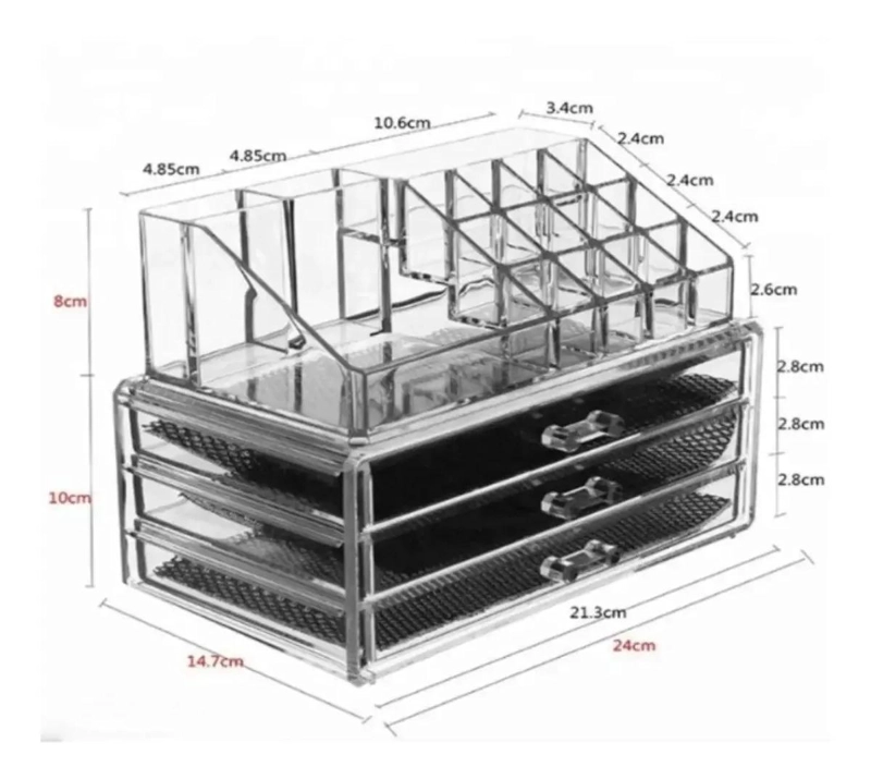 ORGANIZADOR ACRILICO TRANSPARENTE PARA COSME TICOS Y JOYAS CON COMPARTIMENTOS - 5