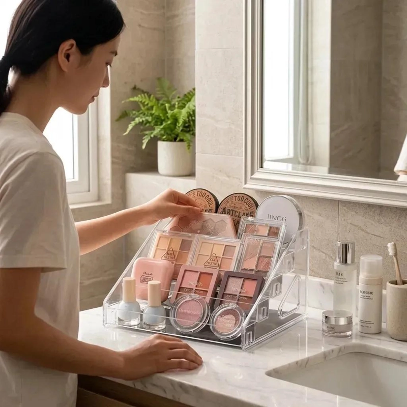 ORGANIZADOR ACRILICO TRANSLUCIDO PARA MAQUILLAJE CON 5 NIVELES - 3