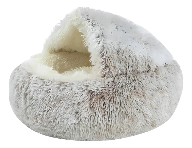 CAMA REDONDA DE FELPA MEDIANA DE 50 CM COLOR CAFE  PARA MASCOTAS - 1