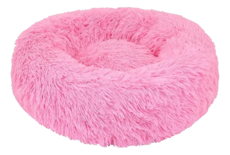CAMA DE FELPA SUAVE ANTIESTRE S PARA PERROS Y GATOS 50 CM COLOR ROSA - 1