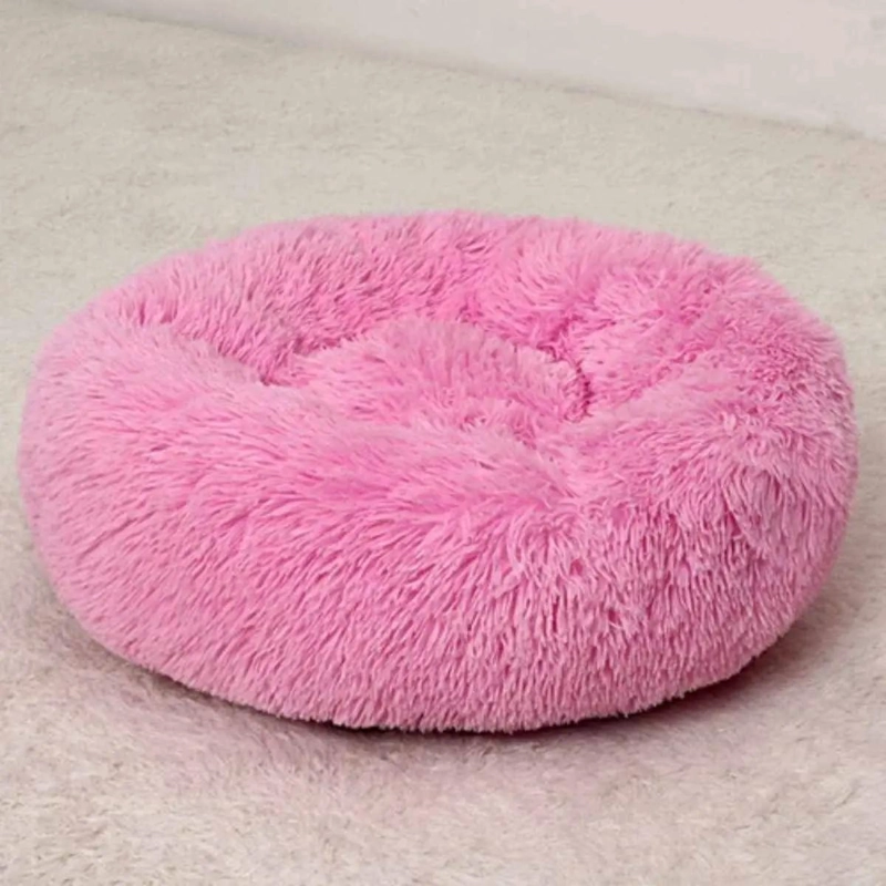 CAMA DE FELPA SUAVE ANTIESTRE S PARA PERROS Y GATOS 50 CM COLOR ROSA - 2