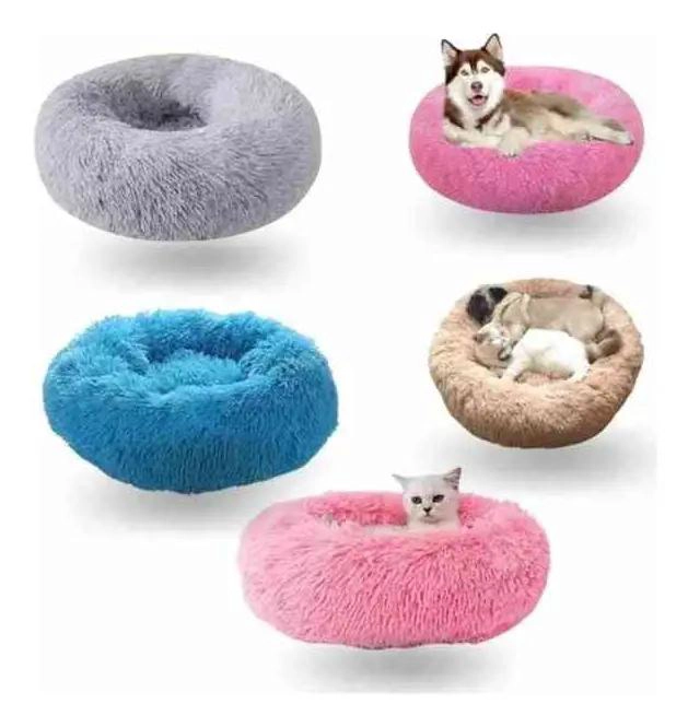 CAMA DE FELPA SUAVE ANTIESTRE S PARA PERROS Y GATOS 50 CM COLOR ROSA - 5