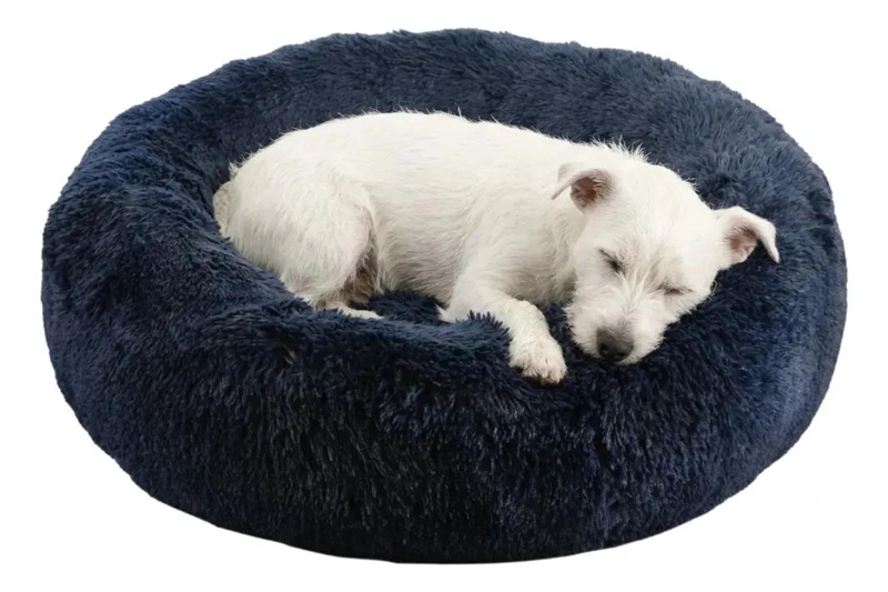 CAMA PARA PERRO ANTI ESTRE S CON FELPA Y RELLENO EXTRA 60X60 CM GRIS OSCURO - 1
