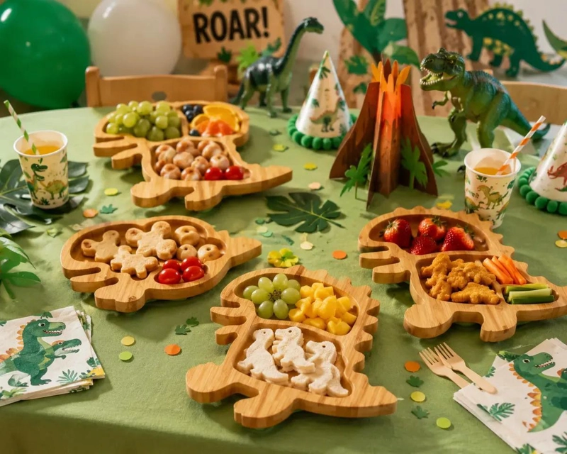 TABLA DE PICOTEO EN BAMBU CON FORMA DE DINOSAURIO PARA APERITIVOS - 3