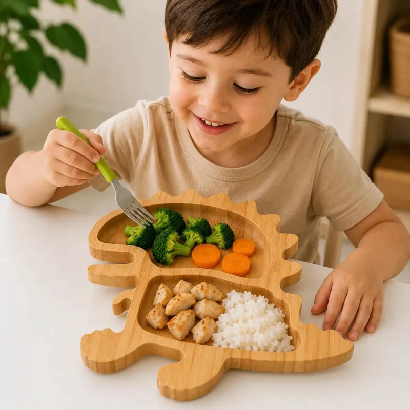 TABLA DE PICOTEO EN BAMBU CON FORMA DE DINOSAURIO PARA APERITIVOS - 4