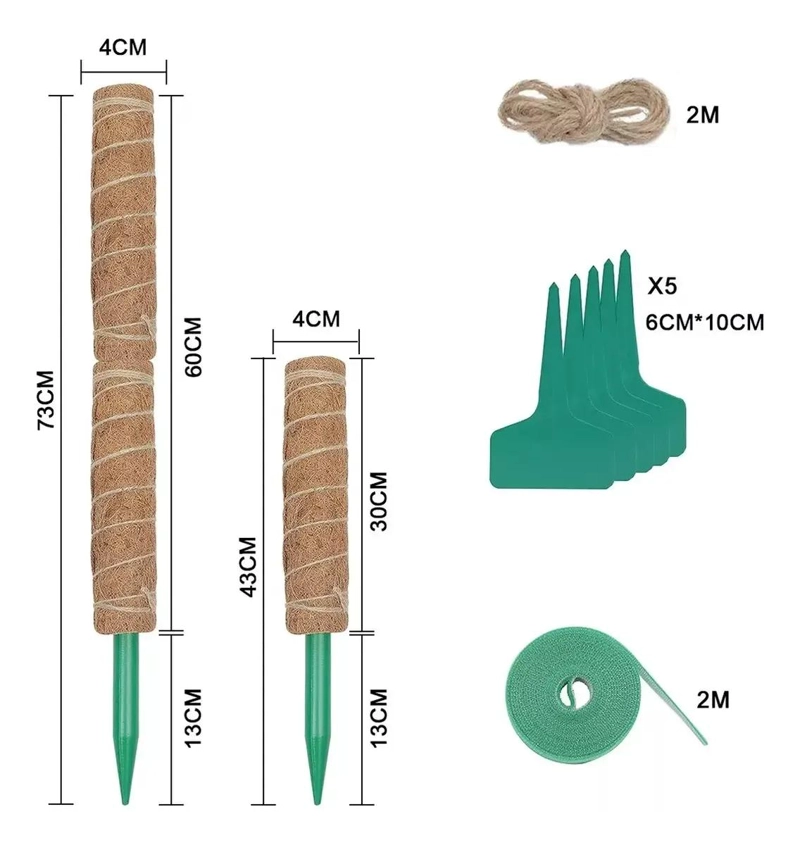 CONJUNTO DE 9 TUTORES DE MUSGO PARA PLANTAS DE 43 CM - 2