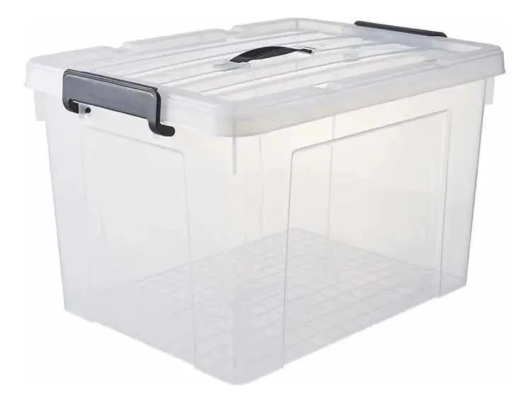 CAJA PLASTICA TRANSPARENTE PARA ALMACENAMIENTO Y ORGANIZACION DE 35 LITROS - 1