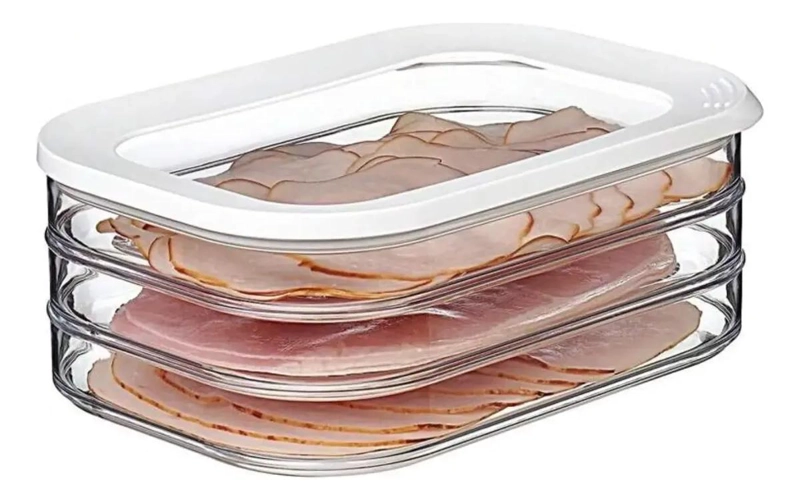 ORGANIZADOR ACRILICO PARA REFRIGERADOR CON 3 NIVELES PARA JAMON - 1