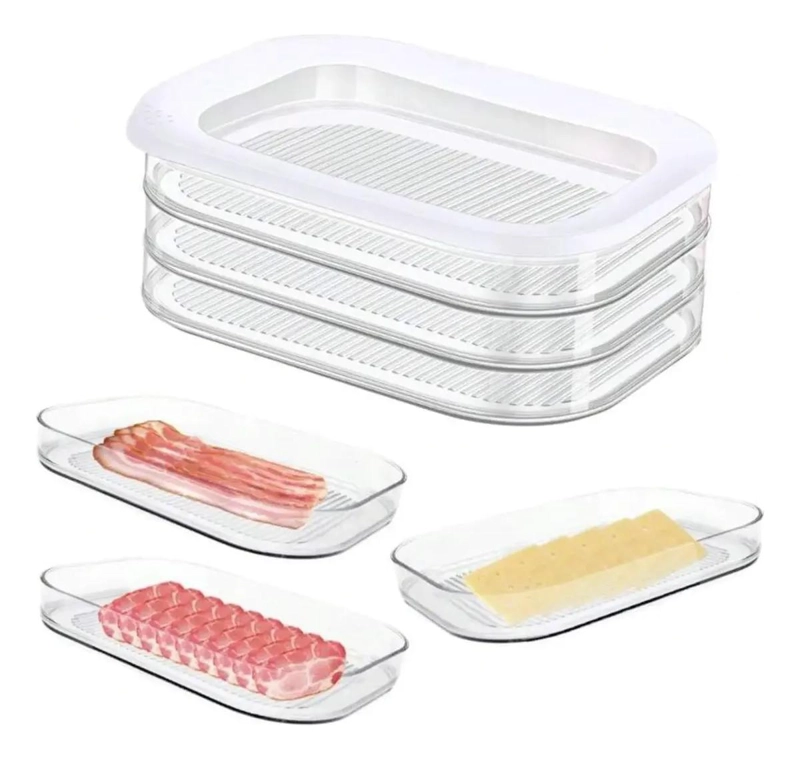 ORGANIZADOR ACRILICO PARA REFRIGERADOR CON 3 NIVELES PARA JAMON - 2