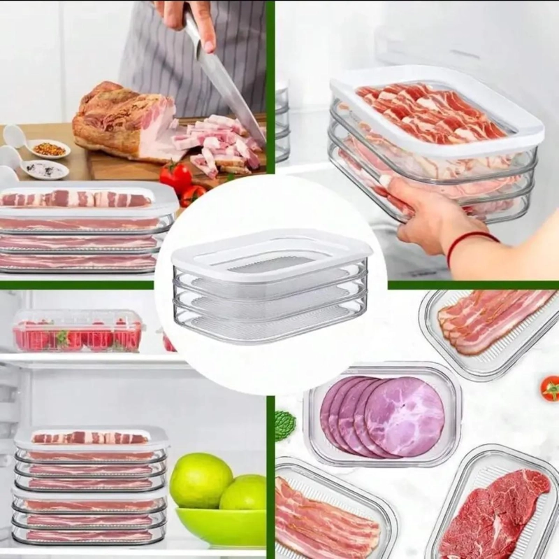 ORGANIZADOR ACRILICO PARA REFRIGERADOR CON 3 NIVELES PARA JAMON - 3