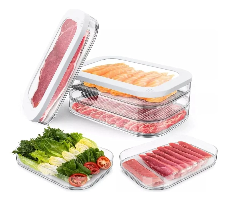 ORGANIZADOR ACRILICO PARA REFRIGERADOR CON 3 NIVELES PARA JAMON - 4