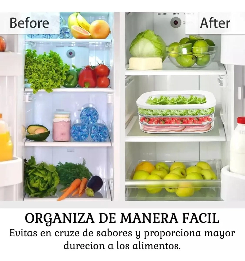 ORGANIZADOR ACRILICO PARA REFRIGERADOR CON 3 NIVELES PARA JAMON - 5