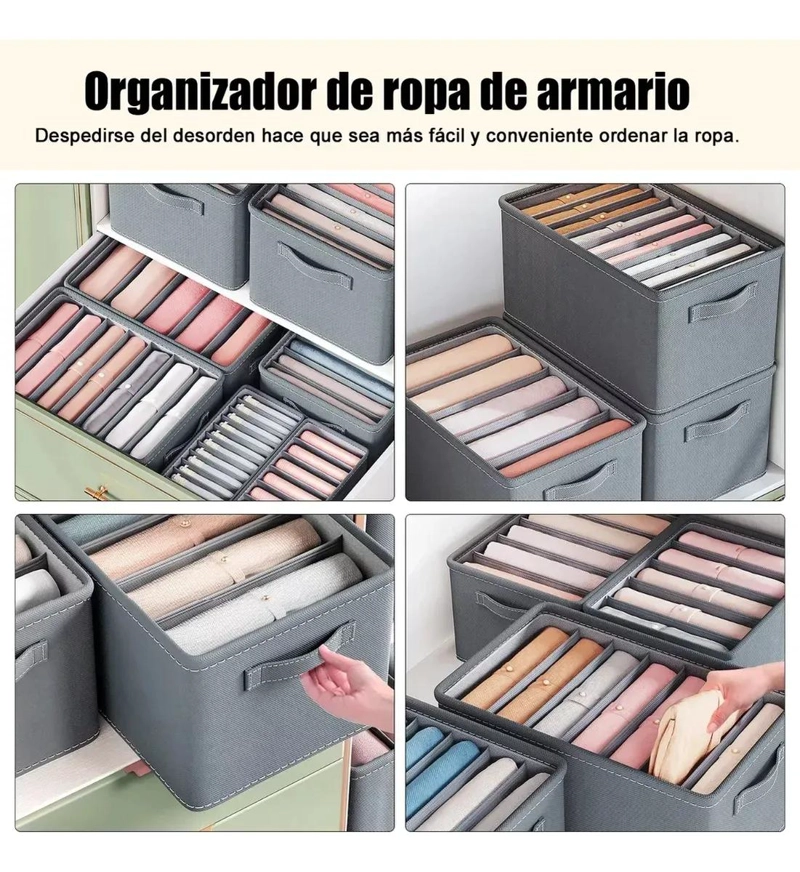 ORGANIZADOR PARA ROPA DE ARMARIO CON CAPACIDAD PARA JEANS EN COLOR GRIS - 3
