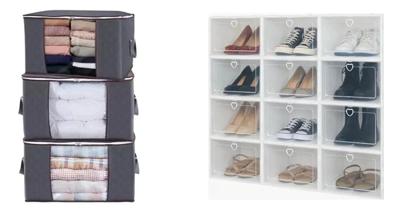 KIT DE ORGANIZACION CON 3 ORGANIZADORES PARA BOLSAS Y ROPA Y CAJA MULTIUSOS - 1
