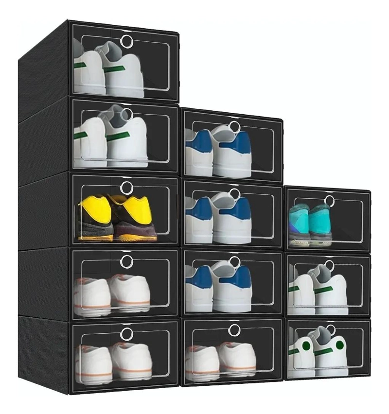 ORGANIZADOR APILABLE PARA ZAPATOS CON CAPACIDAD PARA 12 PARES EN COLOR NEGRO - 1