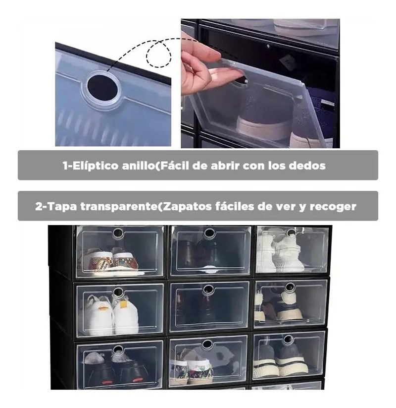 ORGANIZADOR APILABLE PARA ZAPATOS CON CAPACIDAD PARA 12 PARES EN COLOR NEGRO - 2