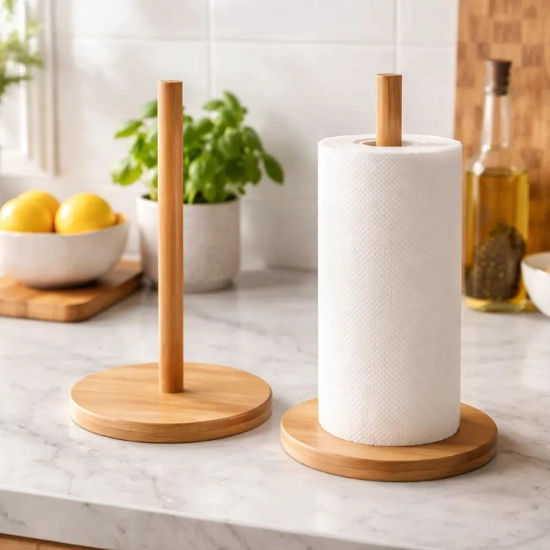 PORTA TOALLIN DE MADERA BAMBU PARA COCINA 27,5 CM - 1
