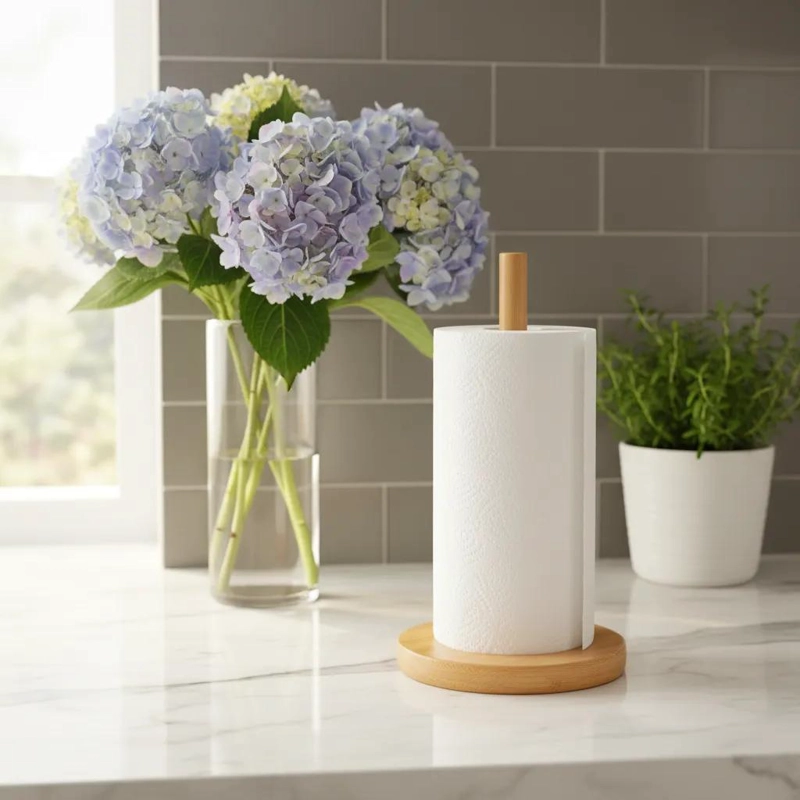 PORTA TOALLIN DE MADERA BAMBU PARA COCINA 27,5 CM - 2