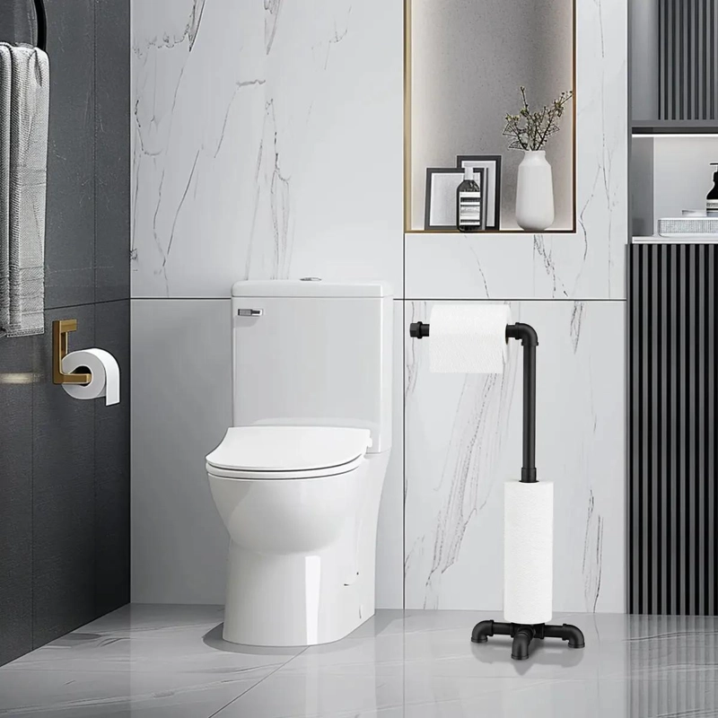 SOPORTE DE PAPEL HIGIE NICO CON PEDESTAL Y ORGANIZADOR PARA BAÑO - 1