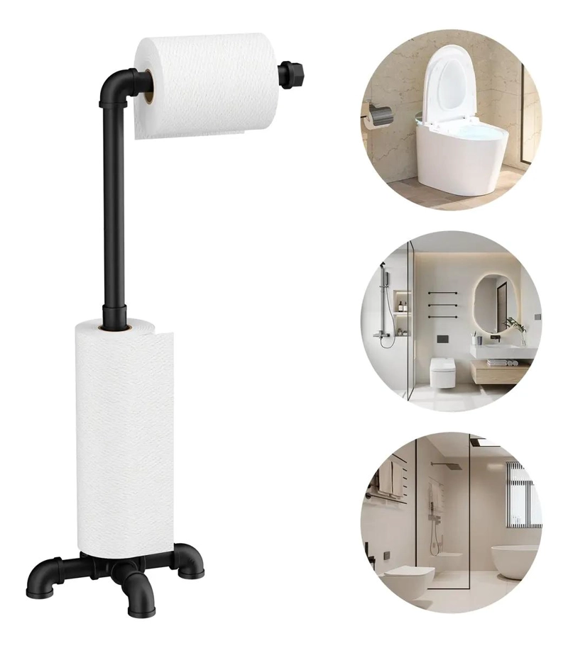 SOPORTE DE PAPEL HIGIE NICO CON PEDESTAL Y ORGANIZADOR PARA BAÑO - 2